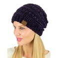thumbnail image 4 of C.C Women's Chenille Soft Warm Thick Knit Beanie Cap Hat-Dark Purple, 4 of 4
