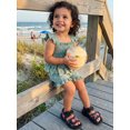 thumbnail image 5 of BemeyourBBs Toddler Baby Girls Summer Clothes Cotton Linen 2 Pieces Outfit Cute Bow Print Flying Sleeve Smocked Tank Tops with Ruffle Shorts Set, 5 of 9