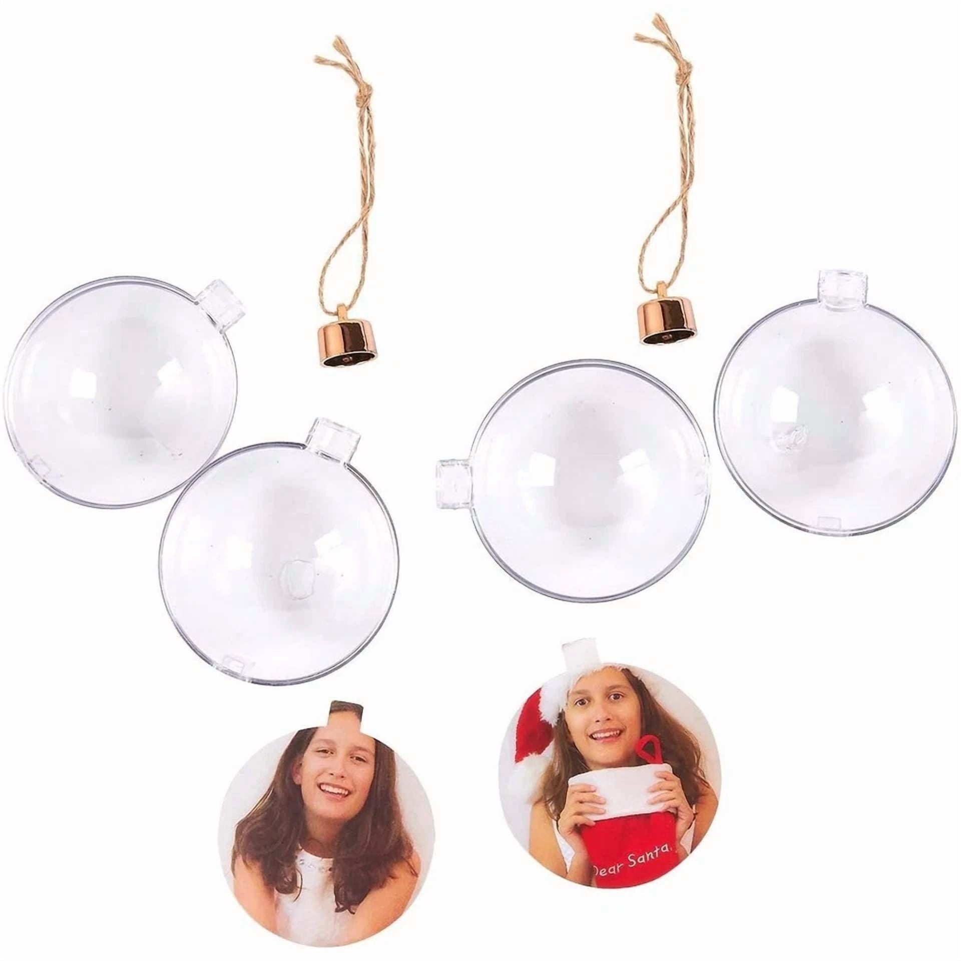 4 Pack Photo Ornaments Ball For Christmas Tree Diy Craft Hanging Tree Décor 2.7"