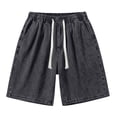 thumbnail image 7 of Vhkiploz Summer Denim Bermuda Shorts for Men's Drawstring Beachwear Board Shorts Solid Color Daily Wide Leg Running Shorts with Side Pockets, 7 of 7