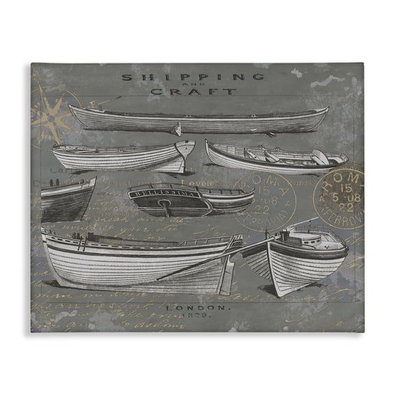 Stupell Industries Traditional Shipping & Craft Various Boats Diagram Canvas Art, 20 x 16, by Oliver Jeffries
