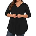 thumbnail image 2 of LANREMON Women's Plus Size Henley Shirts V Neck Button Tunic Tops Casual Long Sleeve Swing Flowy Blouse, 2 of 7