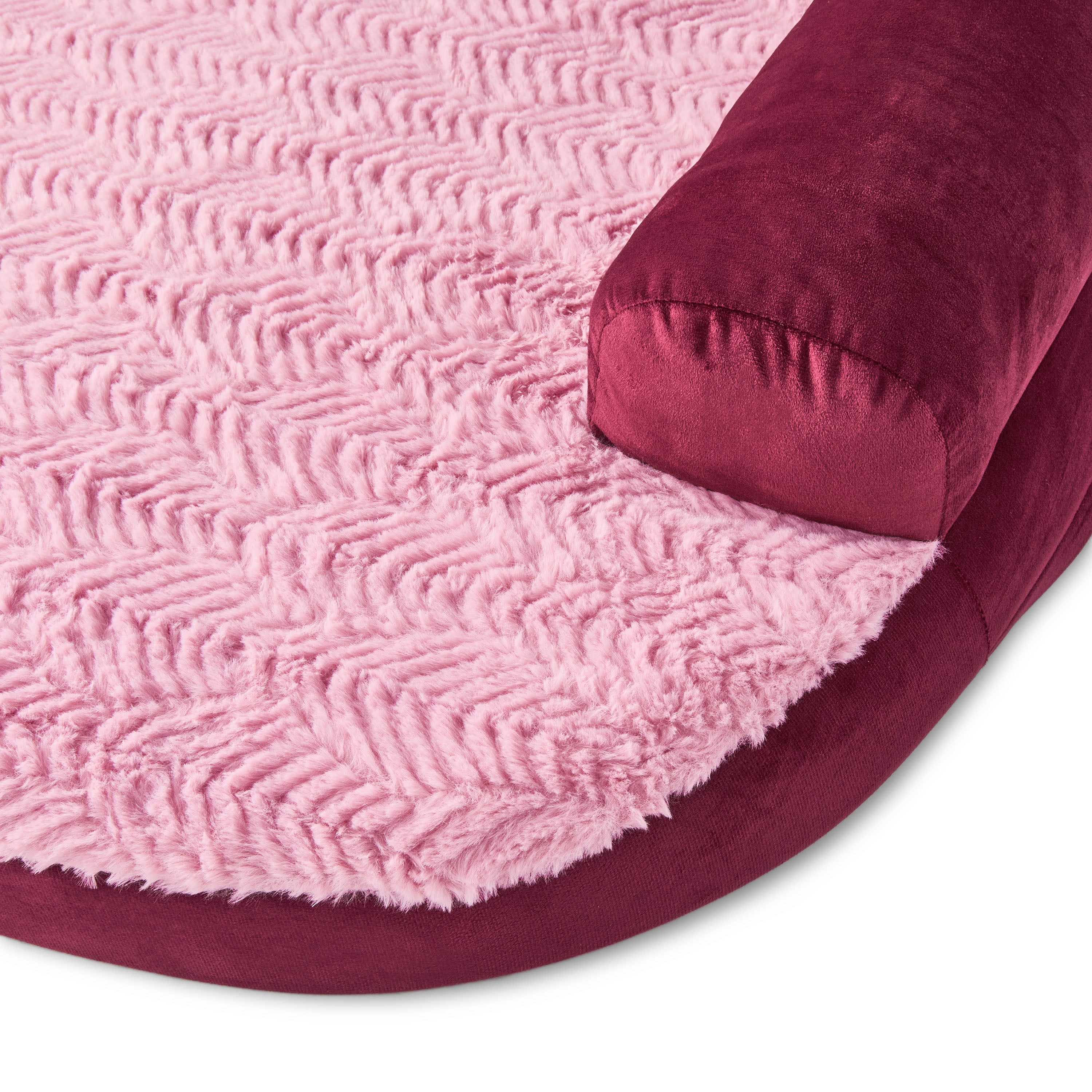 Vibrant Life Extra Large Round Corner Sofa Style Dog Bed, Red, 35" x 48"