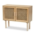 thumbnail image 2 of Baxton Studio Maclean Mid-Century Modern Rattan and Natural Brown Finished Wood 2-Door Sideboard Buffet, 2 of 11