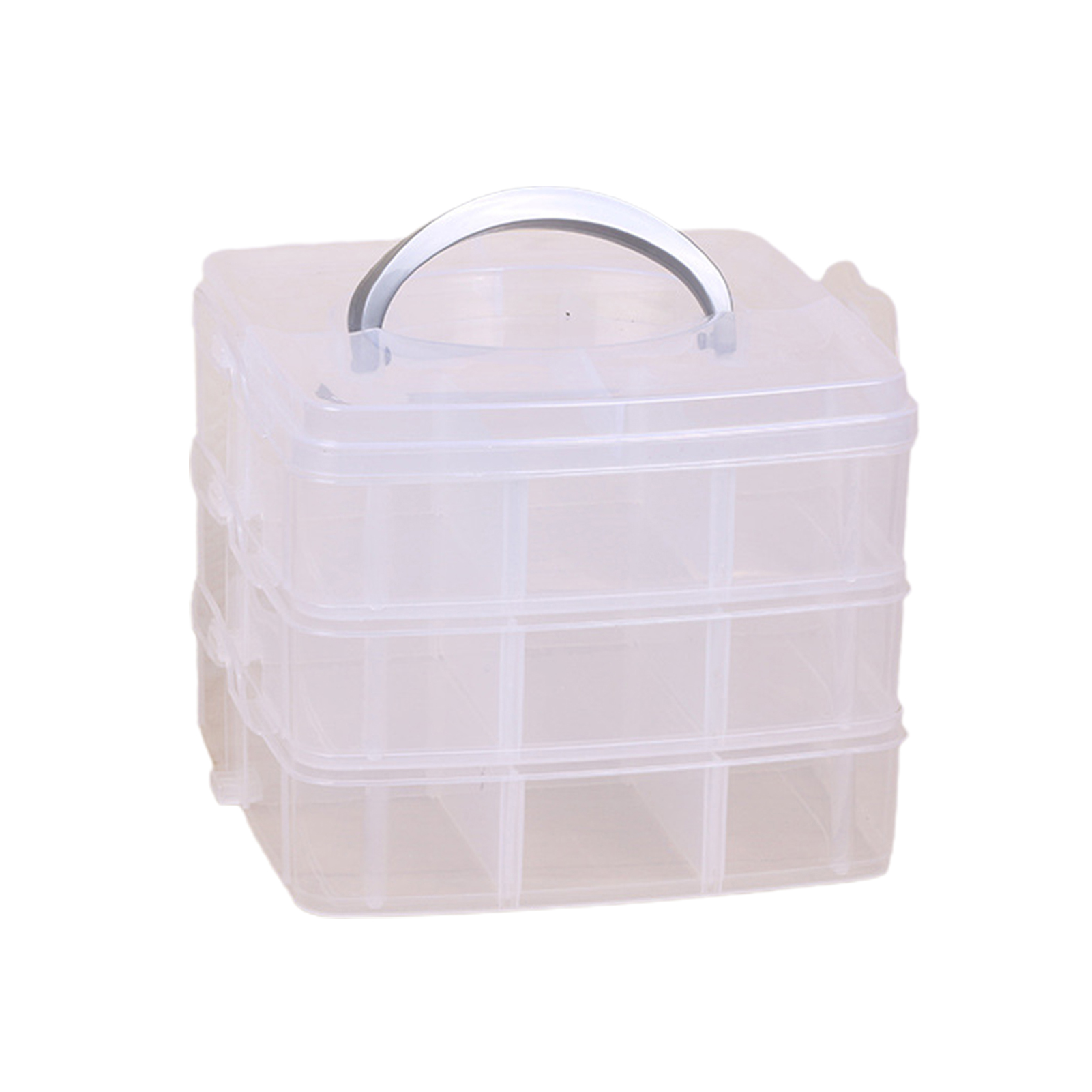 Grandest Birch Craft Organizer Box Stackable 3 Layer Plastic Portable