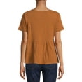 thumbnail image 2 of Time and Tru Women's Short Sleeve Peplum T-Shirt, 2 of 5