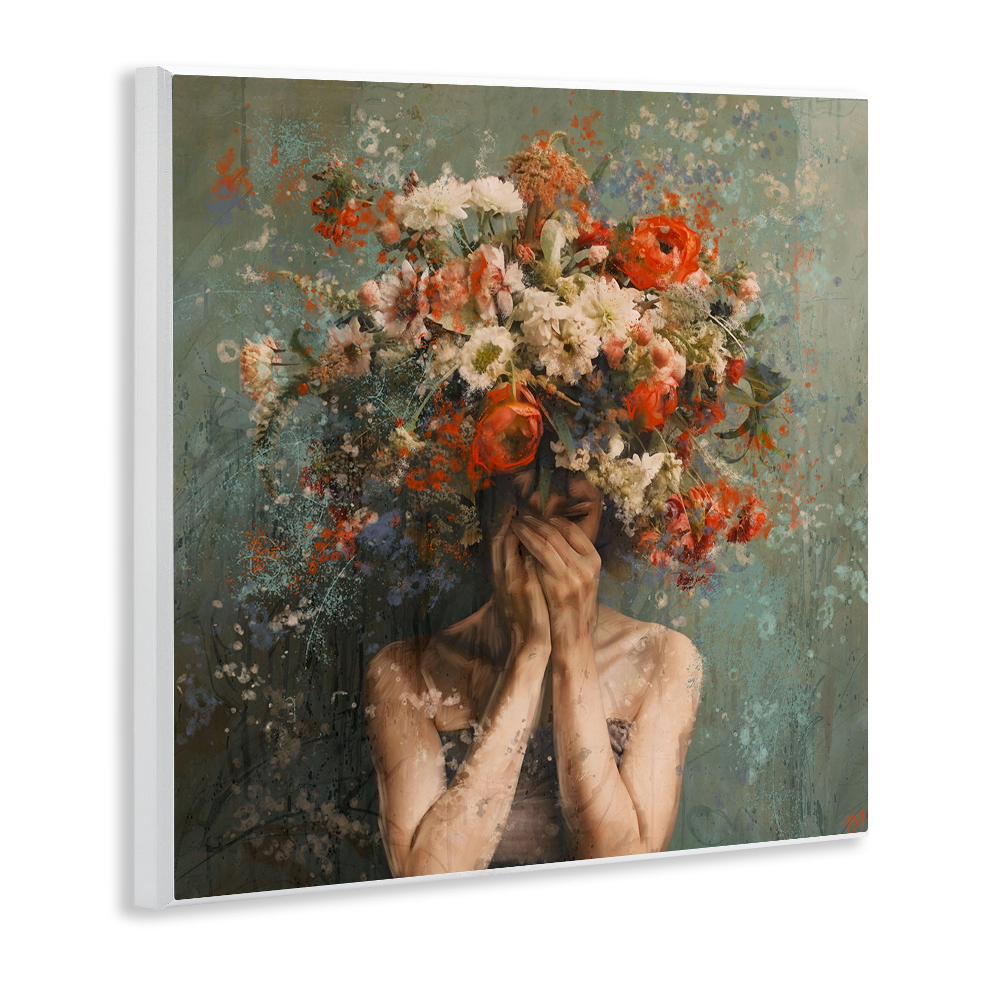 Stupell Industries Floral Figure Portrait Floral & Botanical Painting Unframed Art Print Wall Art, 12 x 12