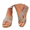 thumbnail image 3 of Fukaraa Casual Wedge Sandals Women Wide Feet Platform Spring Summer Dressy, 3 of 9