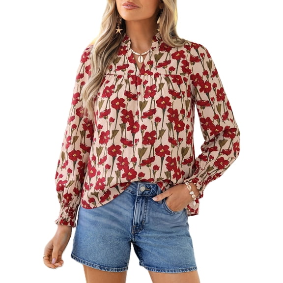 PRETTYGARDEN Women's Boho Floral Blouses Dressy Casual