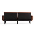 Mayview Sofa Bed with Box Tufting and Removable Arms, Brown Faux Leather