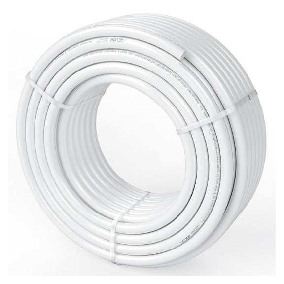 PEX Pipe 3/4 Inch 100ft, PEX-B Tubing for Hot & Cold Water - with Cutter & Clamps - White, Flexible Plumbing Pipe for Radiant Heat, Water Lines