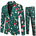 thumbnail image 2 of Gorro navideño de anime para hombre, chaqueta azul y roja, divertido árbol de Navidad, muñeco de nieve, estampado, blazer de un botón, frente abierto, trajes de trabajo de oficina para negocios, 2 of 5