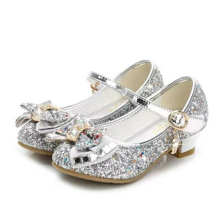 

FLMEI Toddler Kids Dress Shoes for Girls Party Wedding Mary Jane Shoes Flower Girls Shoes Sequins Princess Heels Shoes for Girls