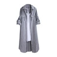 thumbnail image 2 of YEJIMAN Gray Shirt Women Trendy, Polyester,Spandex Plus Size Tunic Tops For Women, Women's Artistic Retro Cotton Linen Shirt Solid Color Short Sleeved Doll Neck Loose Casual T Shirt Top, 2 of 6