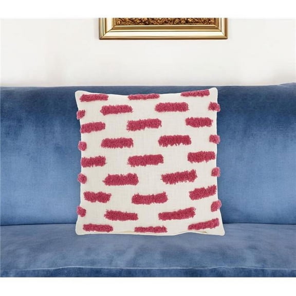 HomeRoots 527790 18 in. Pink & White Geometric Cotton Throw Pillow