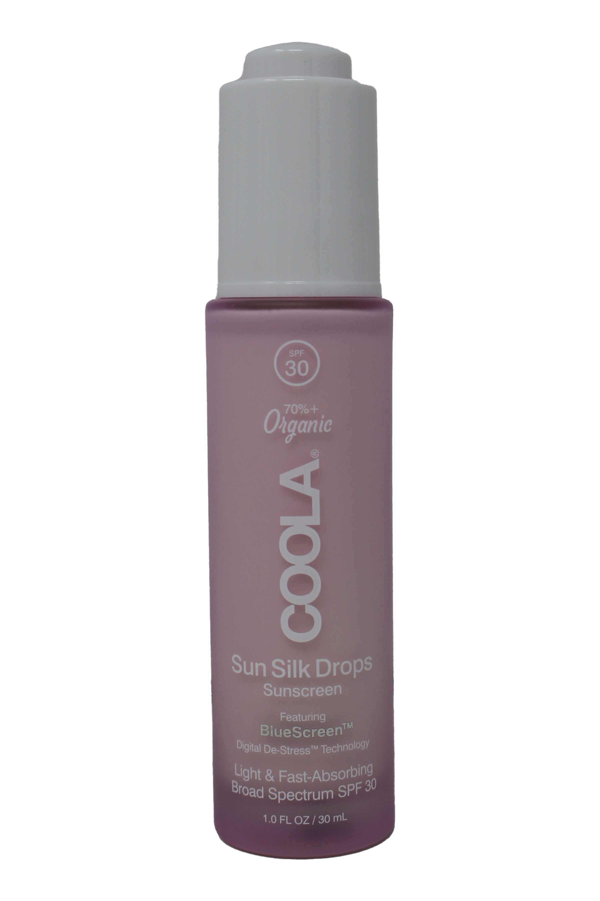 COOLA Organic Sun Silk Drops and Face Moisturizer with SPF 30, Dermatologist Tested Sunscreen with Plant-Derived BlueScreen Digital De-Stress Technology, 1 Fl Oz