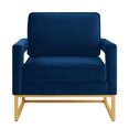 thumbnail image 4 of Cterwk Modern Style Accent Chair with Gold Metal Base, Velvet Upholstered Leisure Chair for Home, Office, Dining Room, Navy Blue, 4 of 9