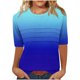 thumbnail image 2 of mfyjkho Tops Para Mujer, Camiseta De Moda Para Mujer Con Cuello Redondo Arrugado, Manga 3/4, Corte Holgado Y Mangas Cortas Tops Y Blusas Para Mujer L, 2 of 6