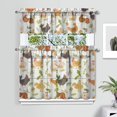 thumbnail image 2 of Kitchen Curtains 36 Inch Short - 3 Panel Set with Cute Farmhouse Egg & Chicken Print, Rod Pocket Window Curtain, 100% Polyester for Rustic Coop, Farm Kitchen, Easy Wash, 2 of 6