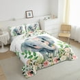 thumbnail image 2 of Manfei Kawaii Elephant 3 Pieces Queen Comforter Set,Pink Flower Bedding Sets,Floral Animal Bedding Comforter Set,Super Cozy Cartoon Room Decor,Reversible, 2 of 8