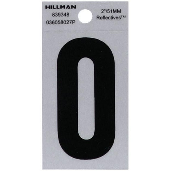 Hillman Group 839348 2 in. Black & Silver Reflective Mylar Square Cut Self Adhesive Letter - O - 6 Piece