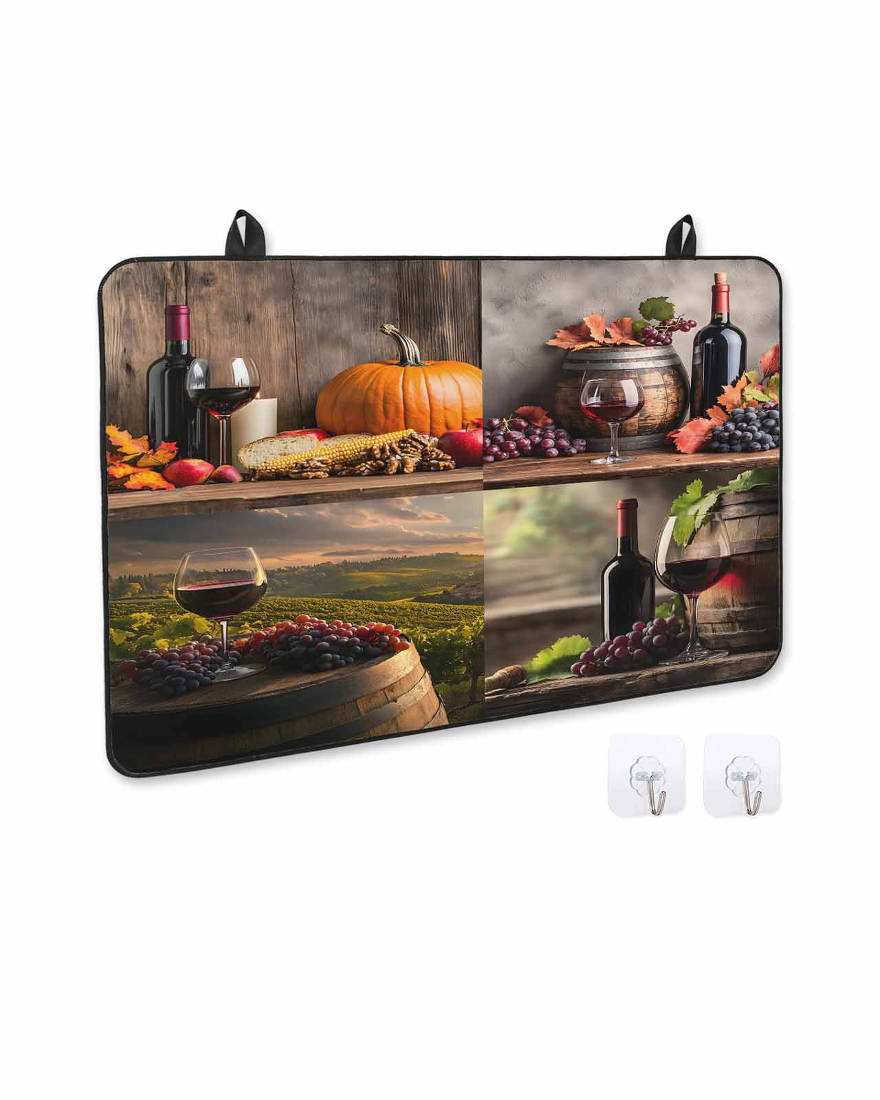 nqOlkjepod Large Induction Cooktop Protector Mat 24"x21", Orange Pumpkin Stove Top Covers for Electric Stove, Farmhouse Grapes Glass Country Decorative Stove Burner Cover Mats, Glass Top Stove Cover