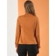 thumbnail image 5 of Camisa de satén elegante para mujer, cuello con volantes, blusa de oficina de trabajo de manga larga, top Caramelo L, 5 of 6