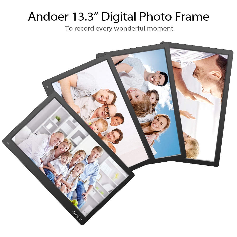 1080 IPS Screen Support Calendar/Clock/MP3/Photos/1080P Video Player with 8GB Memory Card Standard VESA Wall Mounting Bracket Andoer 13.3 Inch Digital Photo Picture Frame FHD 1920 Remote Control 