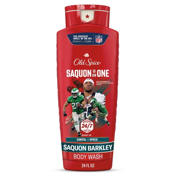 Old Spice Body Wash for Men, NFL Collection, Saquon Barkley, Scent of Santal Speed, 24 fl oz