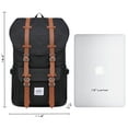 thumbnail image 2 of KAUKKO Mochila de viaje escolar para universidad flexible con portátil para 15", 22L (Lienzo/Negro) KAUKKO E5ABlack, 2 of 5