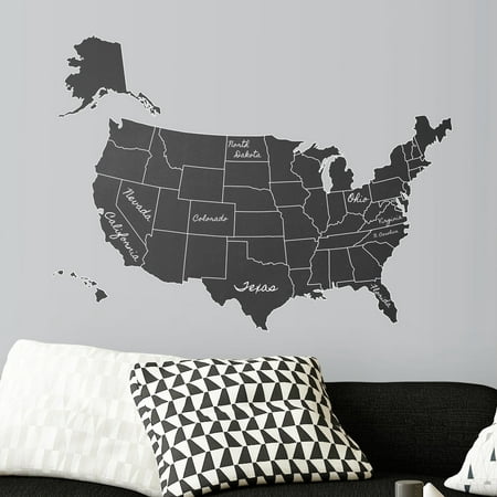 United States Chalk Map Peel and Stick Giant Wall