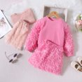thumbnail image 4 of Sngxgn Toddler Girl Fall Winter Outfits Puff Sleeve Tops Skirt Set Kids Fashion Clothes(Pink,110), 4 of 9