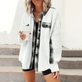 thumbnail image 4 of Futezty Womens Waffle Knit Plaid Shacket Boyfriend Button Down Shirt Jacket Loose Long Sleeve Tops, 4 of 5