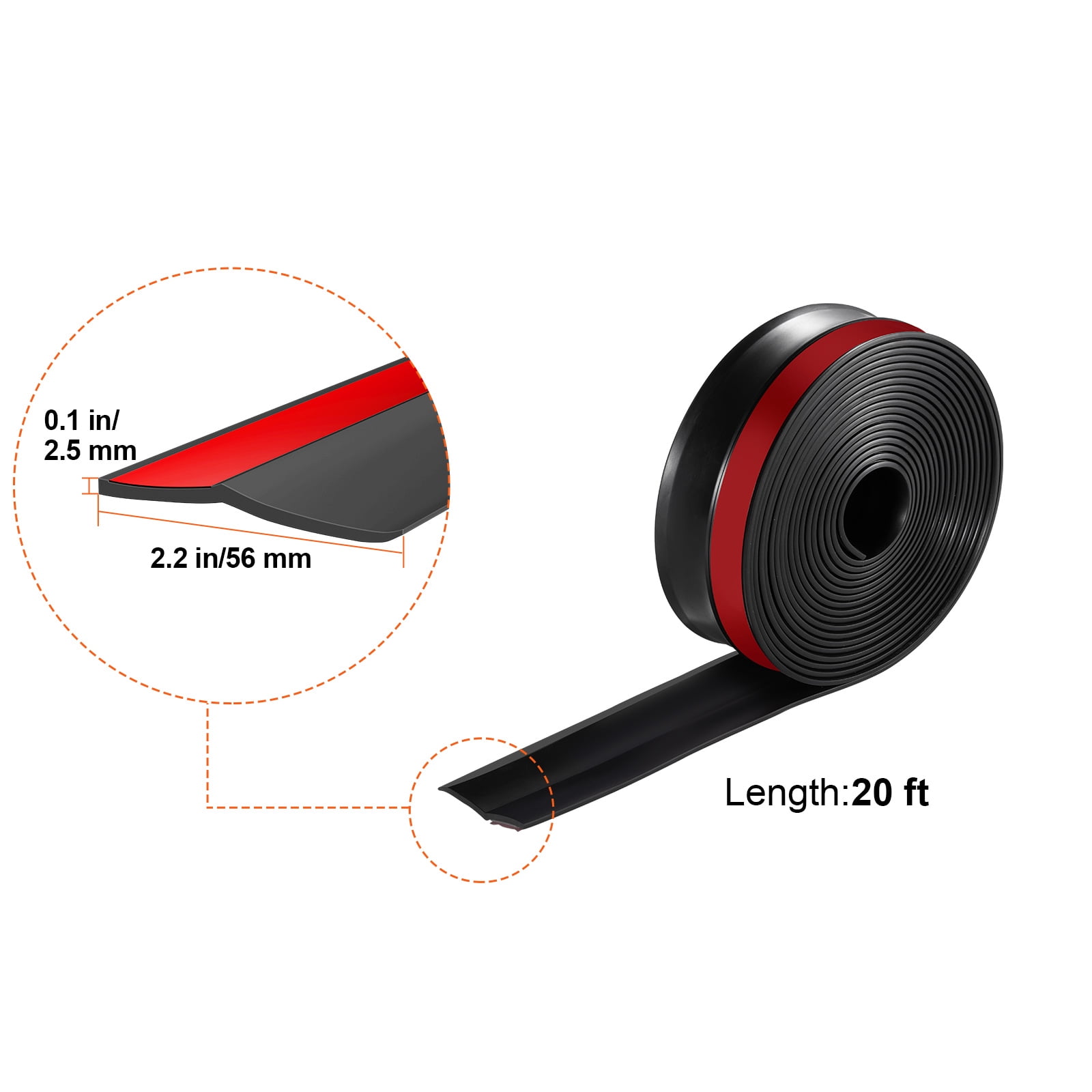 VEVOR Garage Door Seal Top and Sides Seal Strip, 20 FT Universal Weather Stripping Replacement Soft and Hard Composite, Weatherproofing Garage Door TPE Seals with Adhesive Backed and Screws, Black