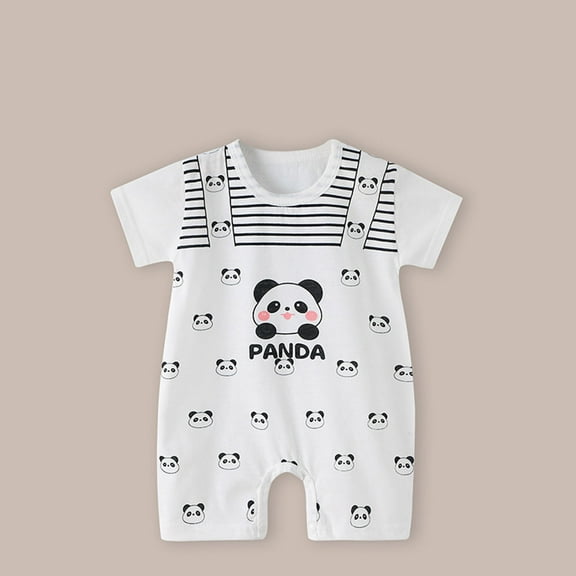 TMOYZQ Baby Boy Girls Summer Clothes Newborn Short Sleeve Overalls Infant Cute Print Cotton T-shirt Romper Bodysuit