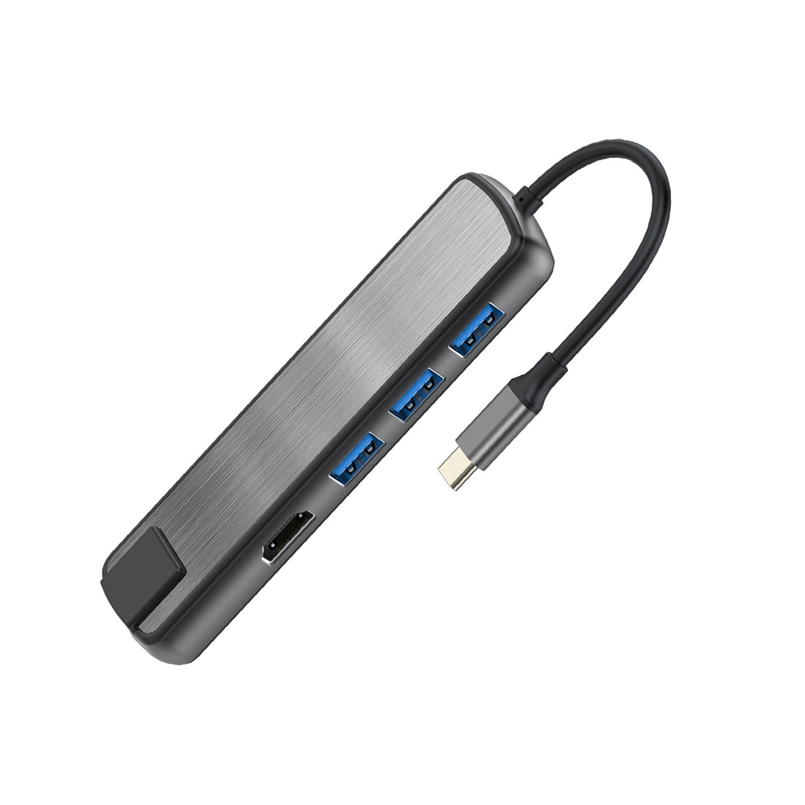USB C Docking Station 6 in 1 Auminum USB C to USB3.0 PD60W Gigabits Ethernet Port 3x USB3.0 Adapter for Laptops