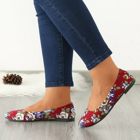 

NEGJ Women Casual Shoes Autumn And Winter Fashion Comfortable Lightweight Rose Color Pointed Toe Flat