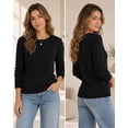 thumbnail image 2 of QUALFORT Women’s Crew Neck Pullover Sweater, Soft Lightweight Long Sleeve Knit Top, Black, Size XXL, 2 of 7
