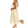 thumbnail image 5 of LEEYNEER Maxi Dresses for Women 2024 Ruffle Cap Short Sleeve Dress Pleated Swing Tunic Dress Flowy Boho Beach Sundress, 5 of 5