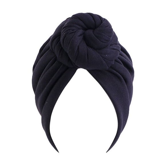 Xingzhi Turban 2 Layers Knot Muslim Hijab Stylish Spiral Cover Beanie Wide Head Wrap Fashion Caps Bonnet Styling Accessories Black