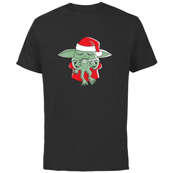 Star Wars Grogu Santa Costume with Holiday Christmas Cookie - Short Sleeve Cotton T-Shirt for Adults - Customized-Yellow