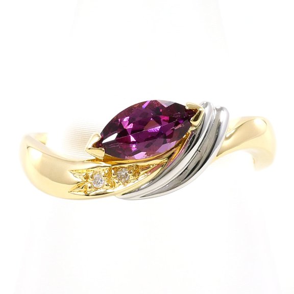 Pre-Owned Platinum (PT) and Yellow Gold (YG) Ring, 1 size, with Rhodolite Garnet Diamond...