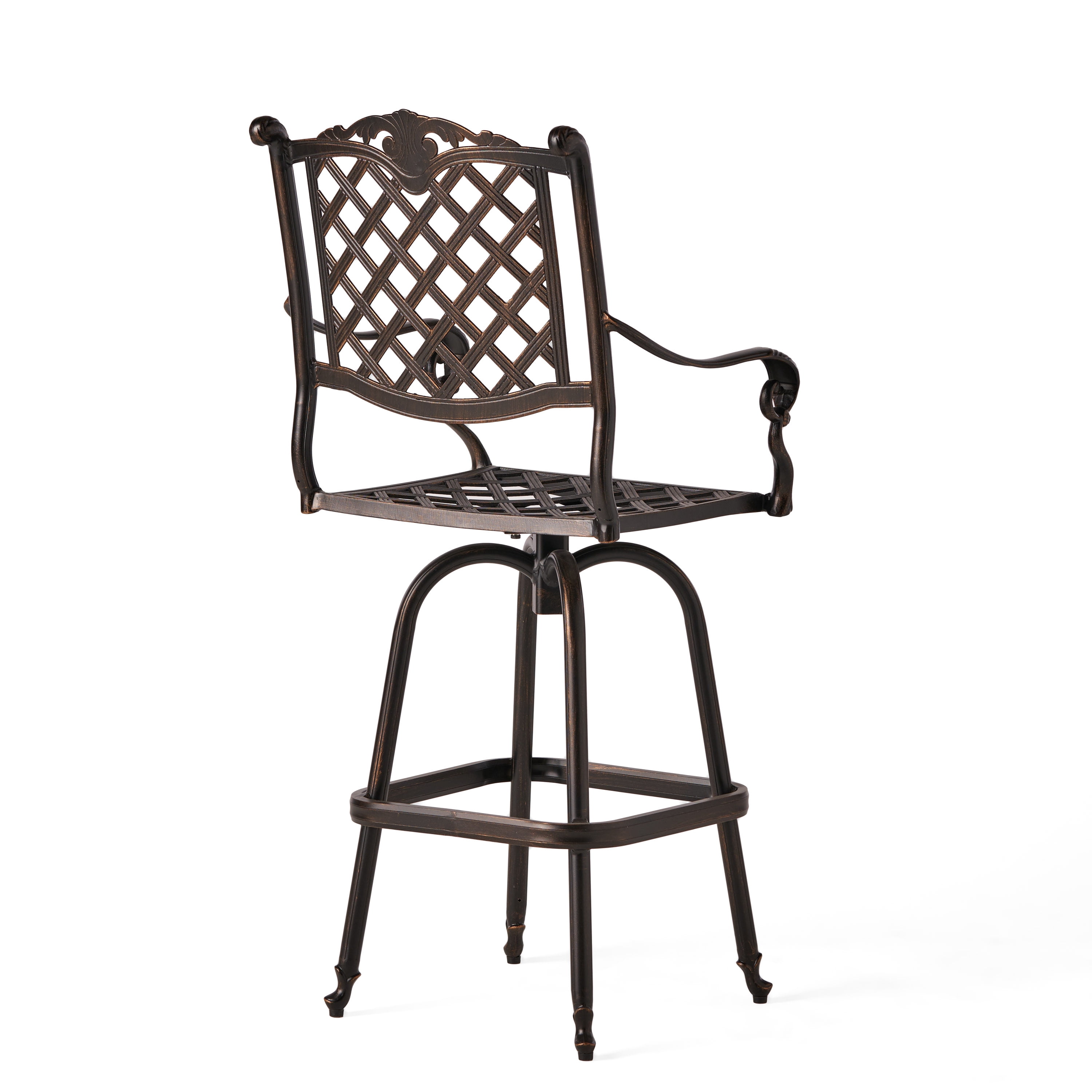 Noble House Cast Aluminum Outdoor Bar Stool, Shiny Copper