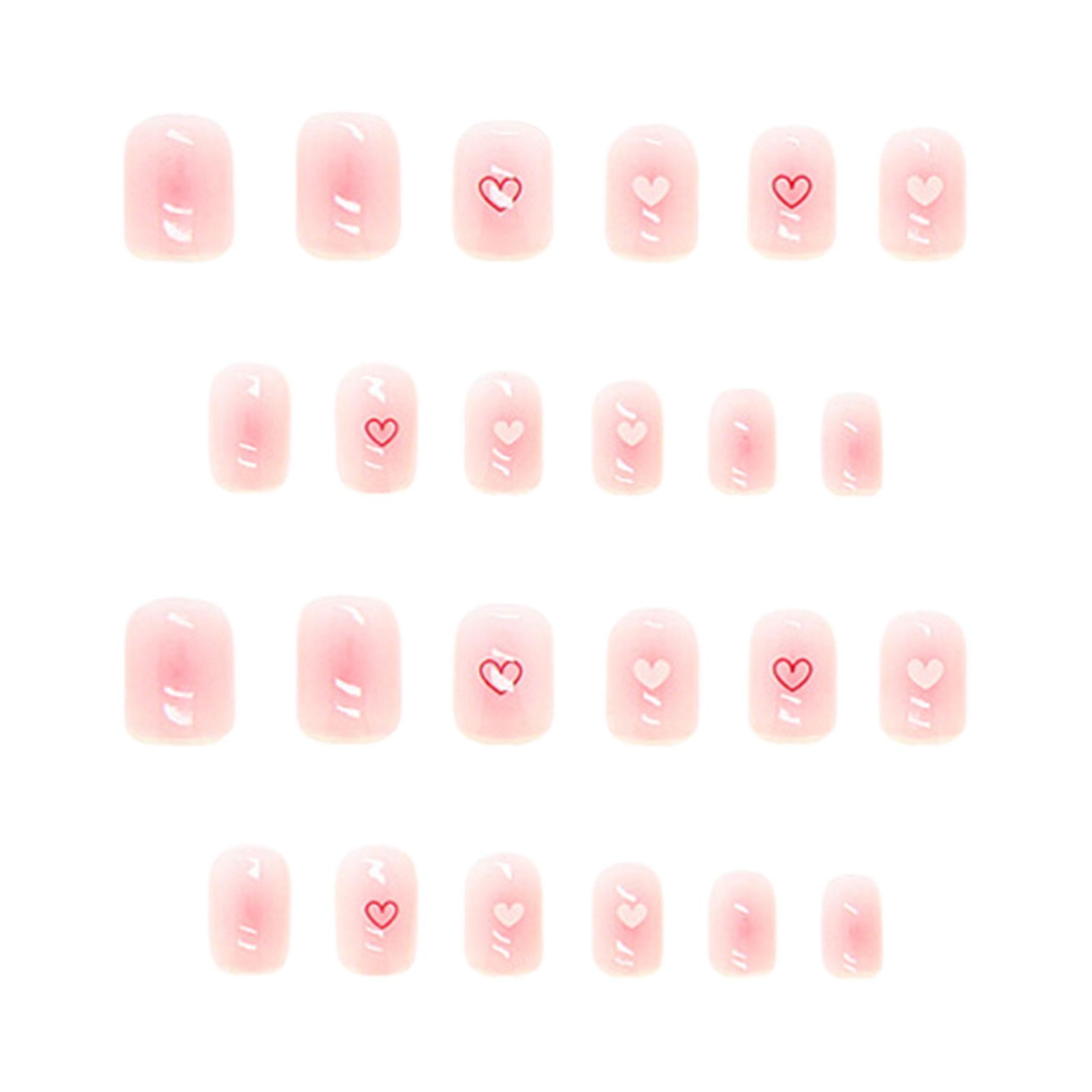 Gazechimp 6X 24Pieces Valentine's Day Press on Nails Red White Hearts Removable Practical
