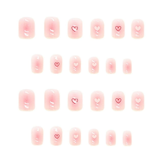 24 Uds. de uñas postizas elegantes y fáciles de usar para el Día de San Valentín, corazón de amor para fiesta de cumpleaños, aniversario, decoración Yinane uñas postizas