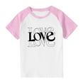 thumbnail image 4 of Pink Raglan T-Shirt for Girls LOVE Graphic Soft Stretch Polyester Spandex Relaxed Fit 4-12 Years,Size 5 T, 4 of 8