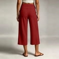 thumbnail image 5 of Wide Leg Palazzo Capri Pants for Women Lightweight Drawstring Loose Flowy Dressy Capris Casual Summer Bottoms With Pockets Wine L, 5 of 8
