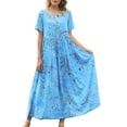 thumbnail image 2 of Fantaslook Summer Dresses for Women Casual Loose Maxi Bohemian Floral Dress Short Sleeve Beach Long Swing Dress, 2 of 6