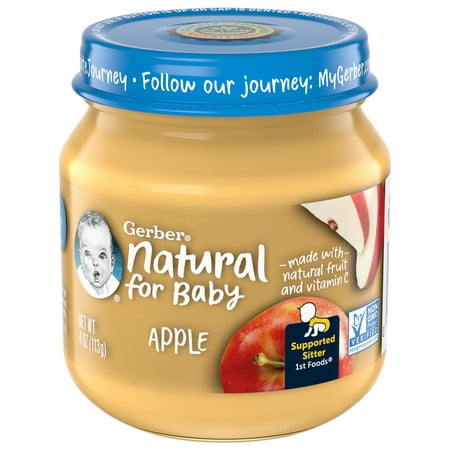 Gerber 1st Foods Natural for Baby Baby Food, Apple, 4 oz Jar (10 Pack)