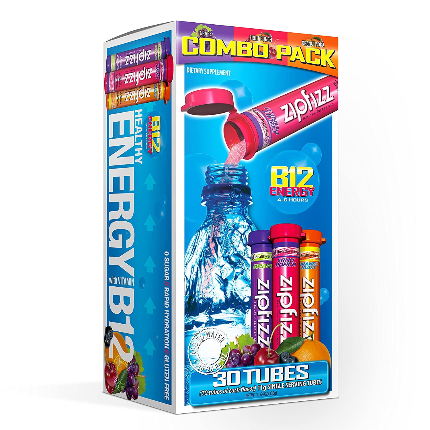 Slaapzaal wijn Accor Zipfizz Healthy Energy Drink Mix, Hydration with B12 and Multi Vitamins,  Variety Pack, 30 Count, 0.38 Ounce (Pack of 30) - Walmart.com